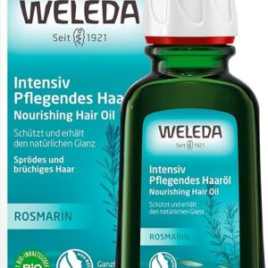 Weleda Intensive Nourishing Hair Oil, Natural Cosmetics Hair Treatment with Rosemary for Brittle and Fragile Hair, Protection and Care for a Natural Shine, 1 x 50 ml